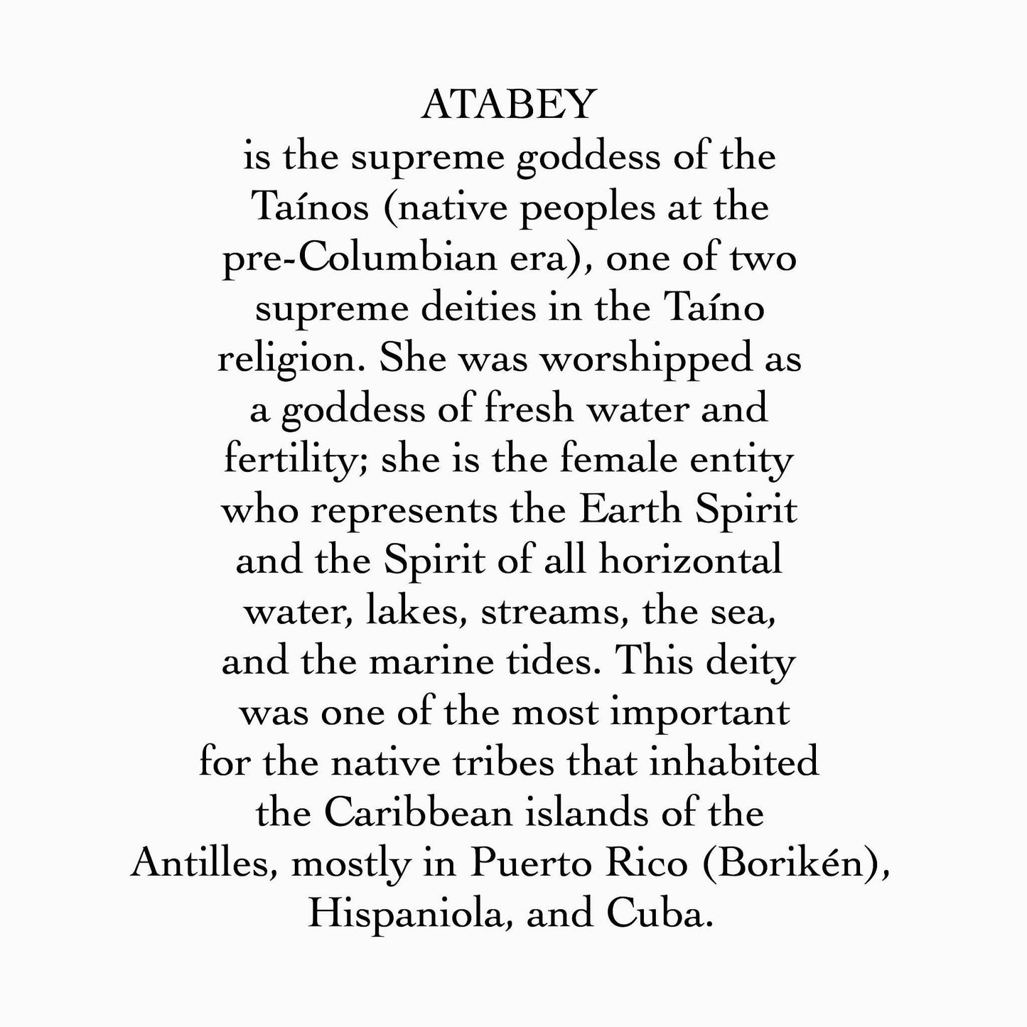 Description of Atabey, goddess of water